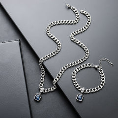 Necklace Men's Color Zircon Light Luxury High Sense Personality Versatile Simple Bracelet Accessories Women's Tide Niche European and American Jewelry