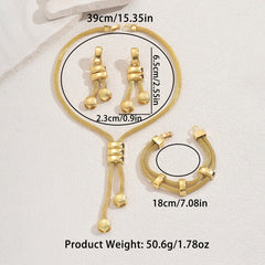 New Women's Jewelry Set 18k Electroplating Long Necklace Geometric Tassel Earrings Versatile Bracelet Women