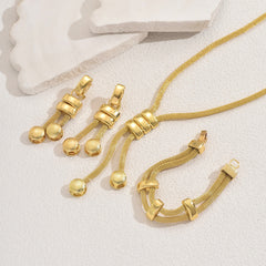 New Women's Jewelry Set 18k Electroplating Long Necklace Geometric Tassel Earrings Versatile Bracelet Women