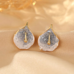 Blue spar calla lily flower stud earrings versatile temperament S925 silver needle celebrity earrings light luxury high-end ear jewelry