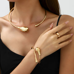Metal Collar Necklace Women's Water Drop Bracelet Set Personalized Necklace Bracelet
