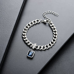 Necklace Men's Color Zircon Light Luxury High Sense Personality Versatile Simple Bracelet Accessories Women's Tide Niche European and American Jewelry