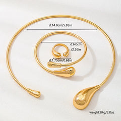 Metal Collar Necklace Women's Water Drop Bracelet Set Personalized Necklace Bracelet