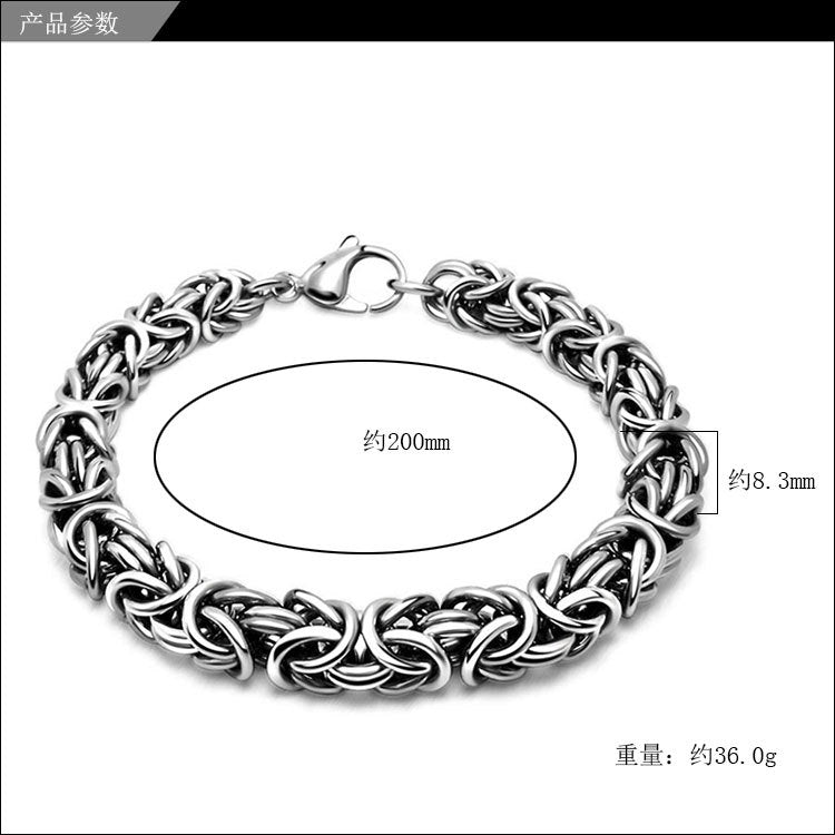 European and American personalized woven men's titanium steel bracelet trendy cool punk handmade chain fashion jewelry spot