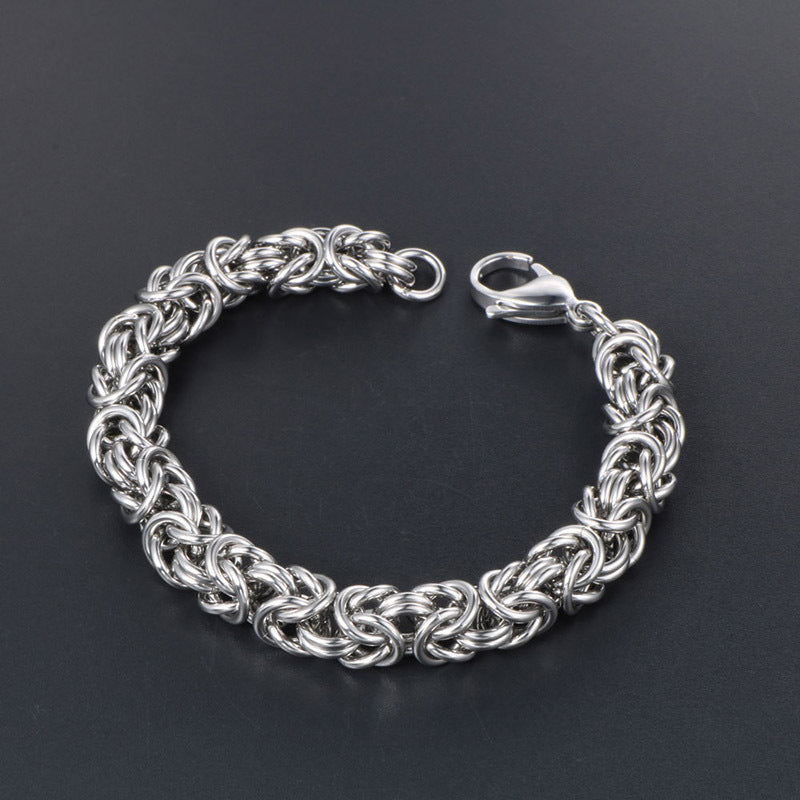 European and American personalized woven men's titanium steel bracelet trendy cool punk handmade chain fashion jewelry spot