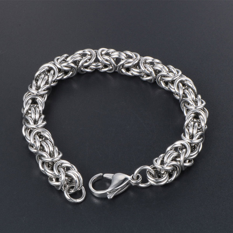 European and American personalized woven men's titanium steel bracelet trendy cool punk handmade chain fashion jewelry spot