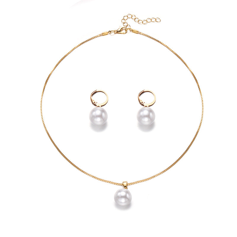 Alloy light luxury niche high-end pearl earrings necklace jewelry fashion pendant chain
