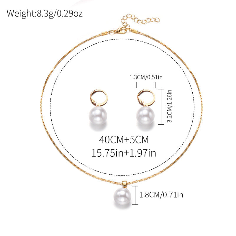 Alloy light luxury niche high-end pearl earrings necklace jewelry fashion pendant chain