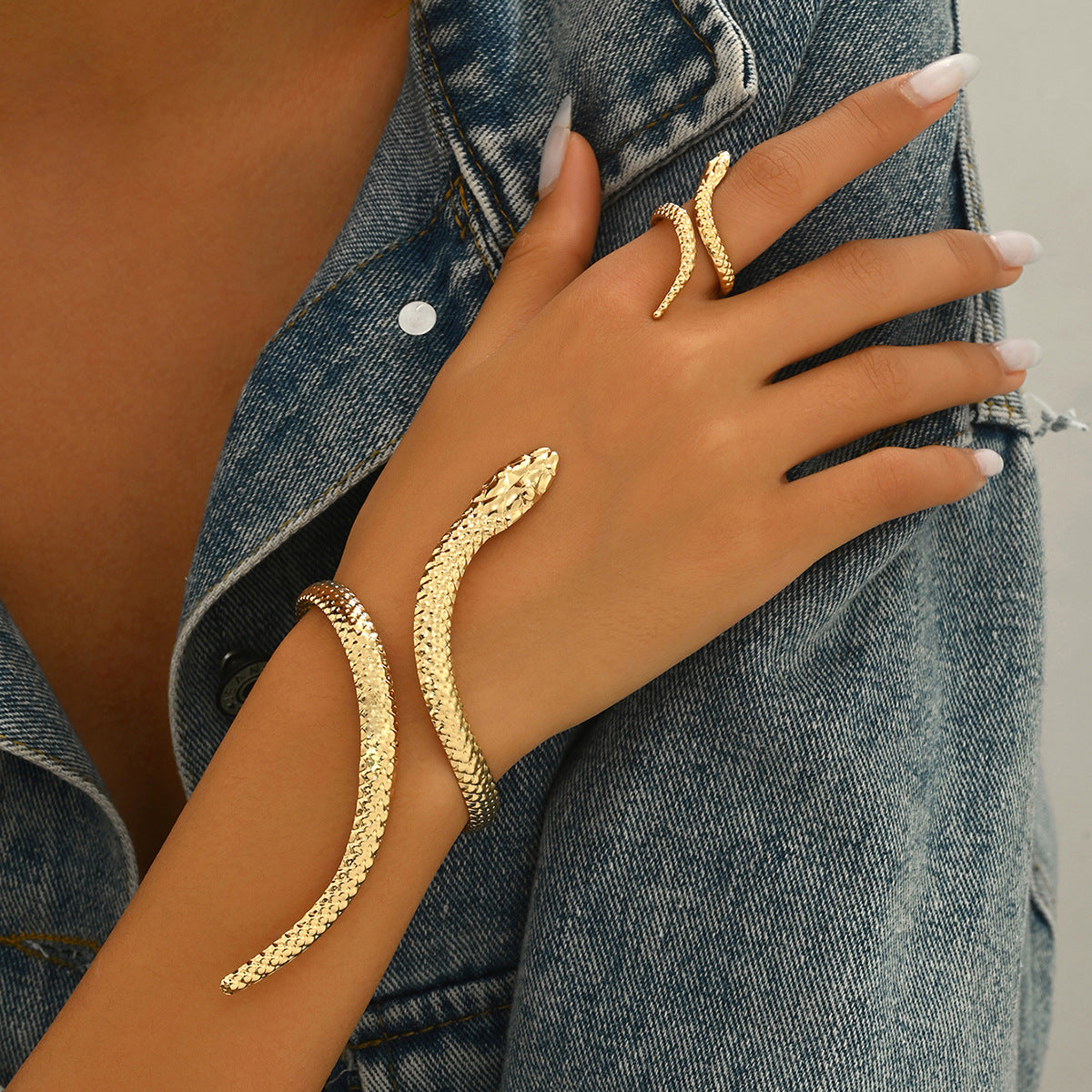 Fashion high-end women's bracelet ring set personalized geometric snake spider design jewelry