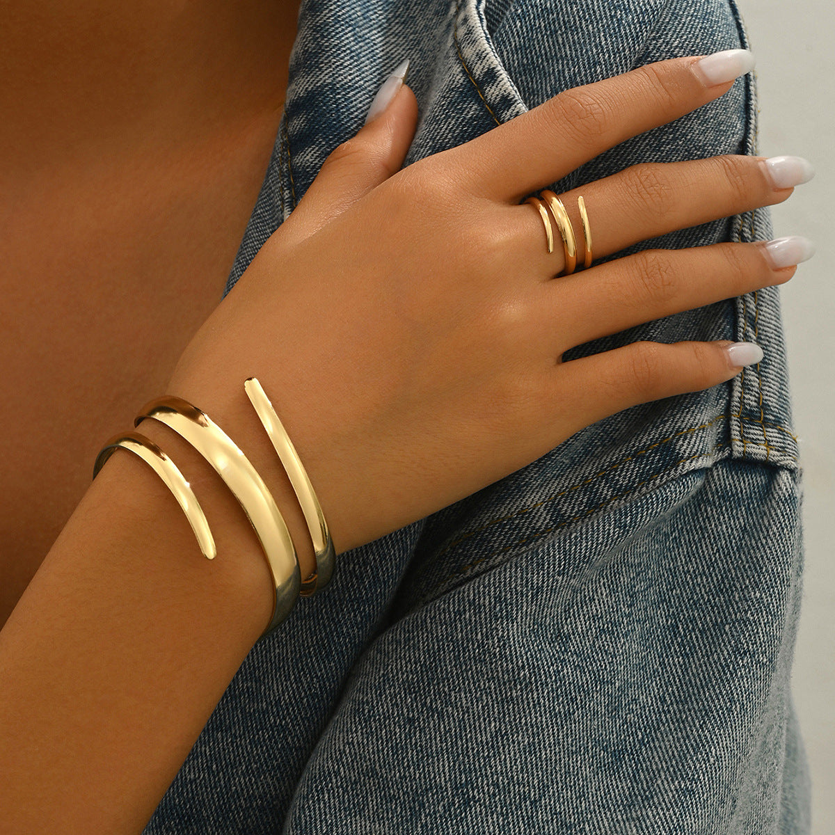 Fashion high-end women's bracelet ring set personalized geometric snake spider design jewelry