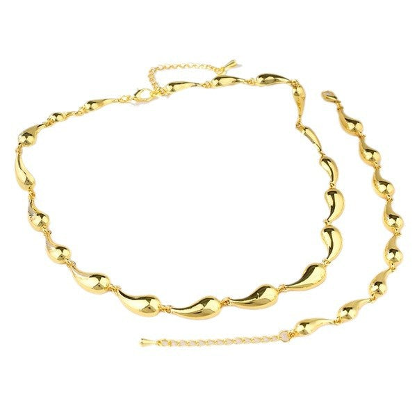 Simple water drop design sense women's necklace jewelry set versatile earrings niche adjustable bracelet jewelry