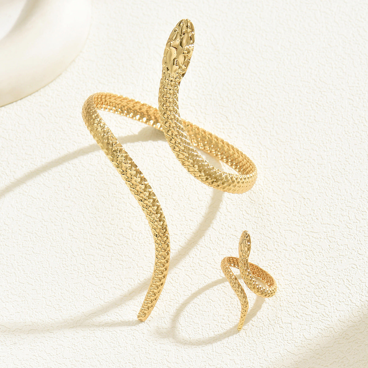Geometric Ladies Opening Adjustable Bracelet Ring Set Versatile Snake Design Personalized Bracelet Jewelry