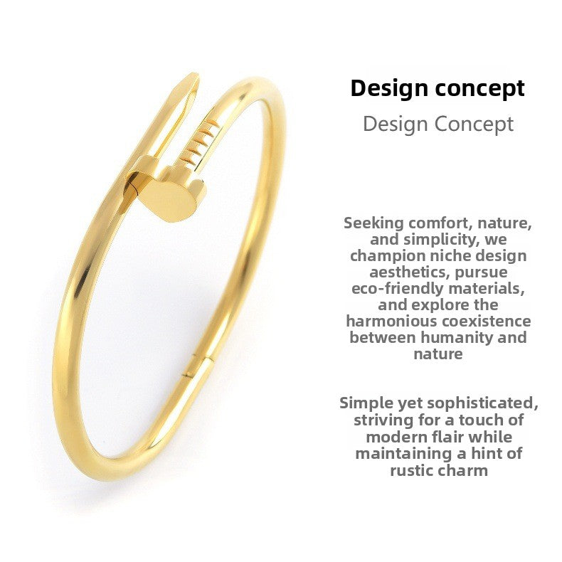 European and American stainless steel bracelet women's heart-shaped nail bracelet 18k vacuum plating does not fade